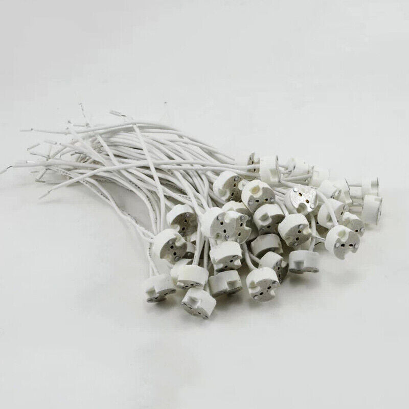 10 x Bi-Pin Socket Ceramic Base Holder LED Halogen Lamp Wire Connector GU5.3