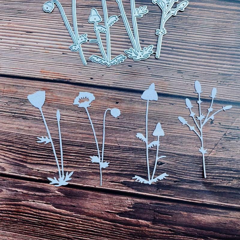 1 Set Blossom Flowerbud Grass Metal Cutting Dies Embossing Stencil DIY Template