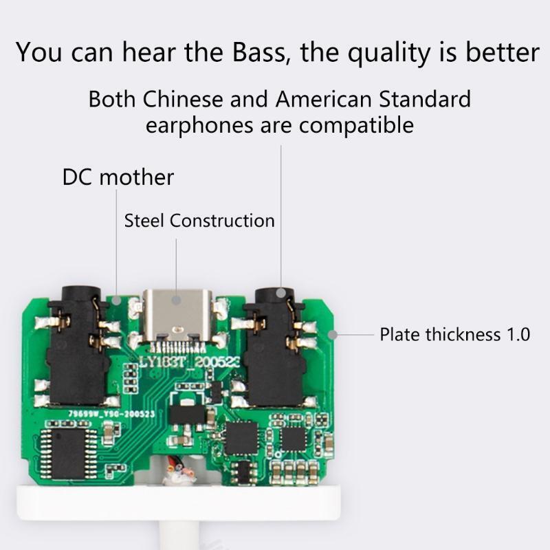 Stereo Mic Speaker Headset Audio Jack 3.5mm Cable Adapter Type-C Sound Card