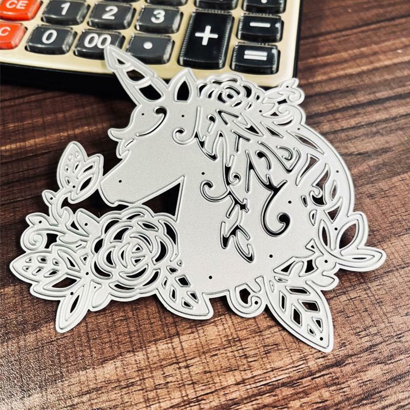 Horse Animal with Flower Leaf Metal Cutting Dies Embossing Stencil DIY Template