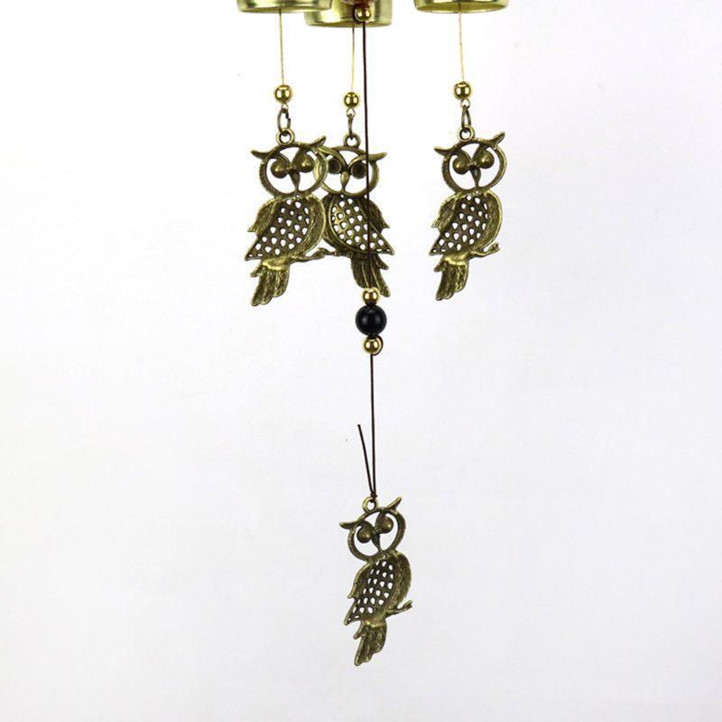 Farmhouse Wind Chime Owl Bells Windchime Decor Art Ornament Crafts Present Gifts