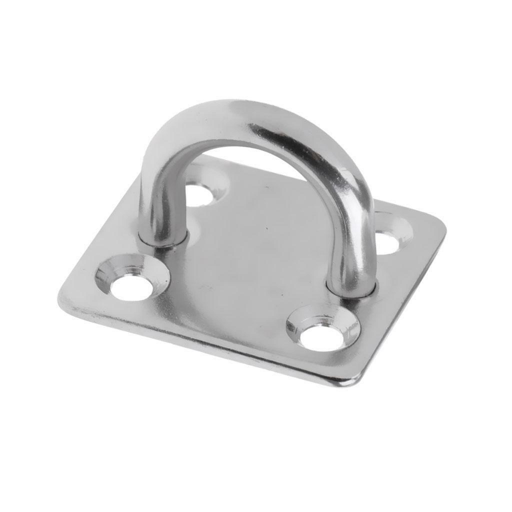 4pcs Heavy Duty 304 Stainless Steel Square Pad Eye Plate Shade Sailboat 6mm