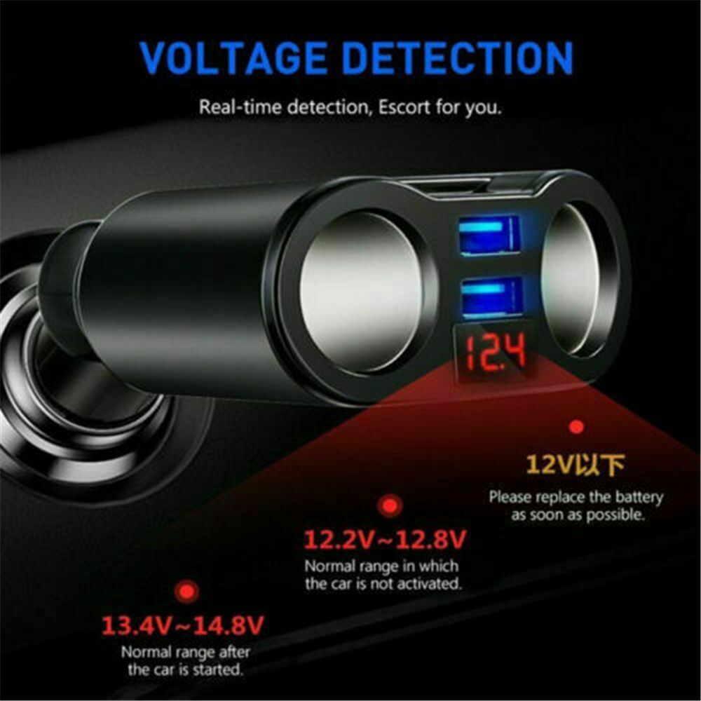 Charging Auto Car Cigarette Lighter 2 Way Dual Adapter Car Charger Charger Plug