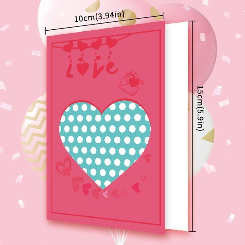 Romantic Love Heart Greeting Cards Set of 8 Valentine's Day Gift Wishing Card