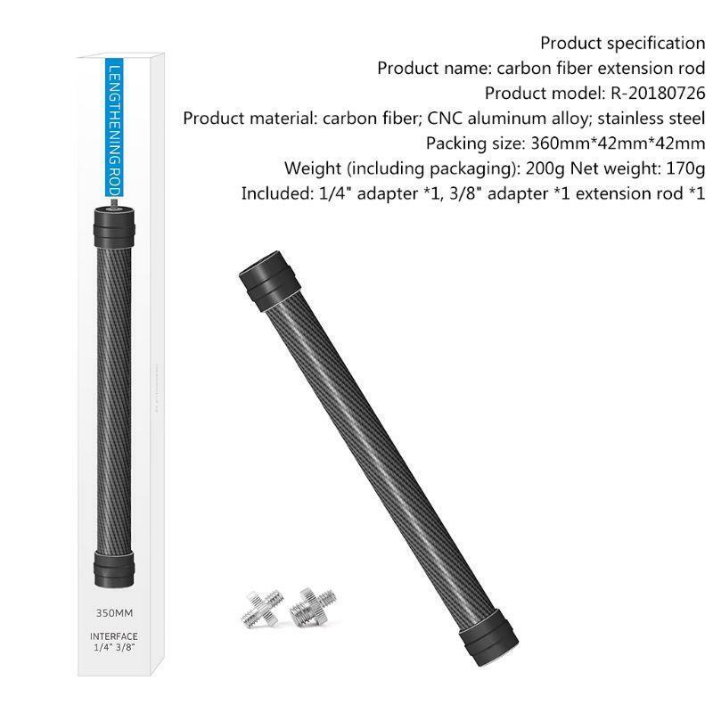 35cm Carbon Fiber Bar Handheld Extension Rod for D-JI Ronin-S Gimbal Stabilizer