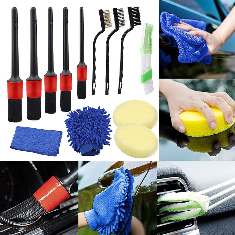 13pcs Car Detailing Cleaning Brush Set Air Vent Tyre Rim Cleaner Scrubber