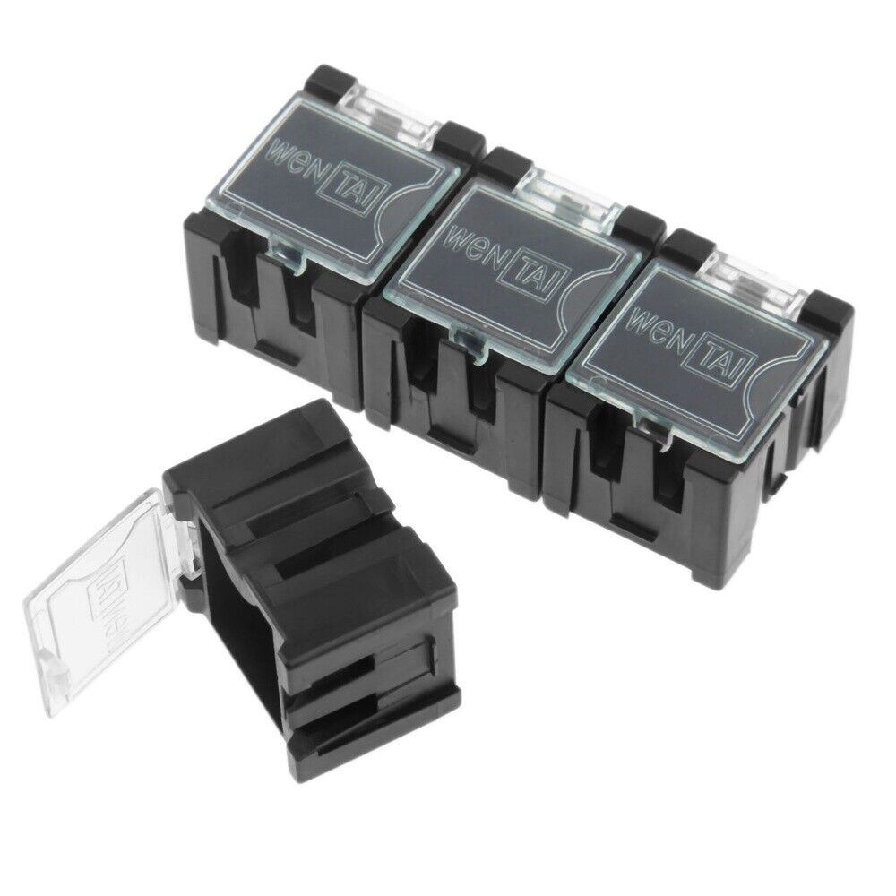 10X Plastic Black Electronic Components SMT SMD Storage Boxes Organizer Case Box