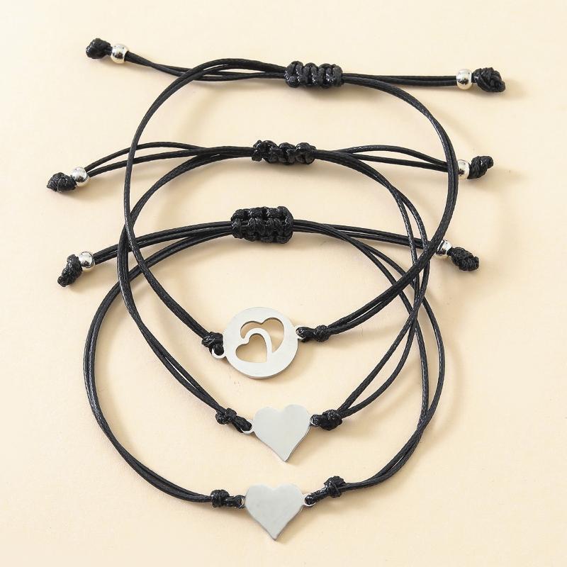 3 Pieces Love Heart Long Distance Relationship Bracelets Cute Jewelry Gifts