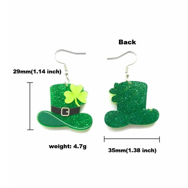 Clover Acrylic Dangle Drop Earrings Hat Charm for Women Girls Holiday Jewelry