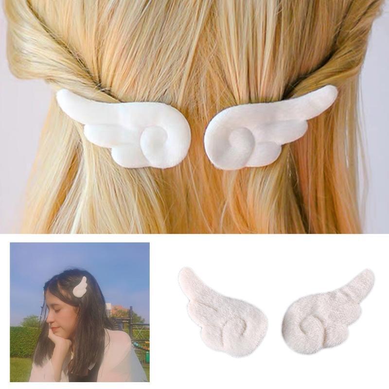Hair Clip for Women Cartoon Angel Wing Clips Plush Hair Clamps Barrettes