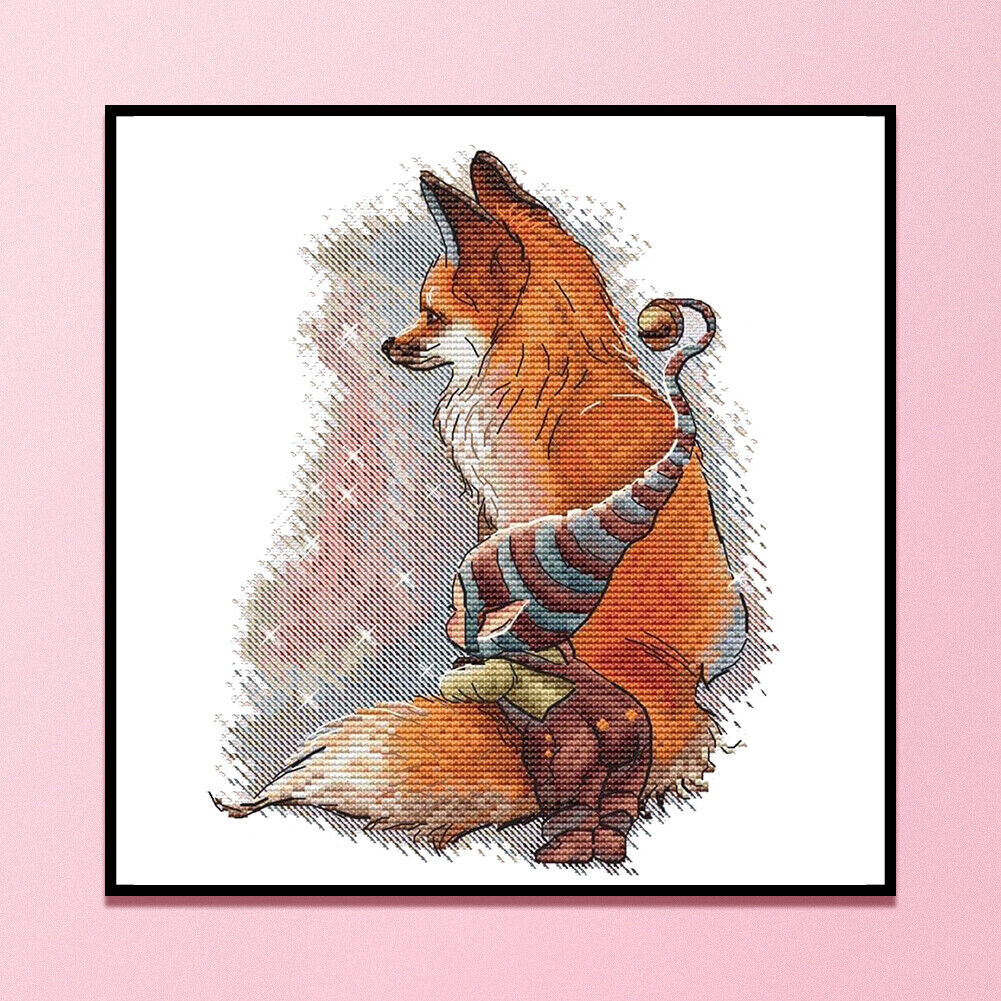 Partial Embroidery DIY Fox Dwarf Needlework 14CT Counted Kit Cross Stitch
