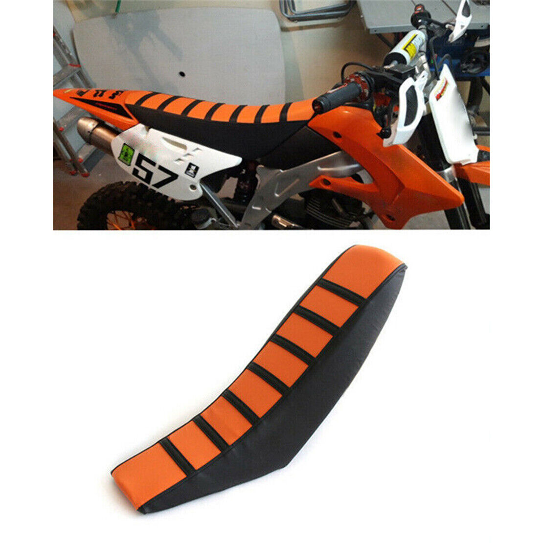 Universal Orange Rubber Gripper Soft Seat Cover for Motorcycle Dirt Bike