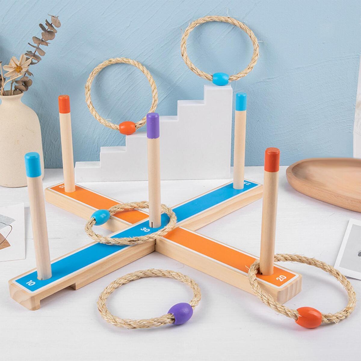 Ring Toss Montessori Game Wooden Gift Throwing Ferrule  Backyard