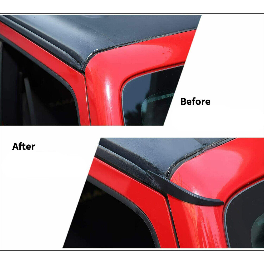 Roof Hard-Top Rain Groove Gutter Extension fit for Jeep Wrangler JK 07-17 Black