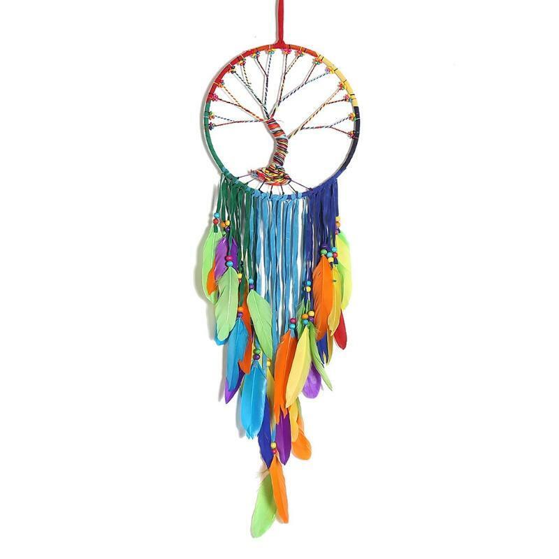 Tree of Life Dream Catchers with Feather Handmade Dreamcatcher Boho Wall Hanging
