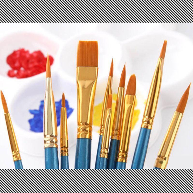 10 pc Professional Artist Paint Brush Nylon for Kids Beginners Amateurs Painter
