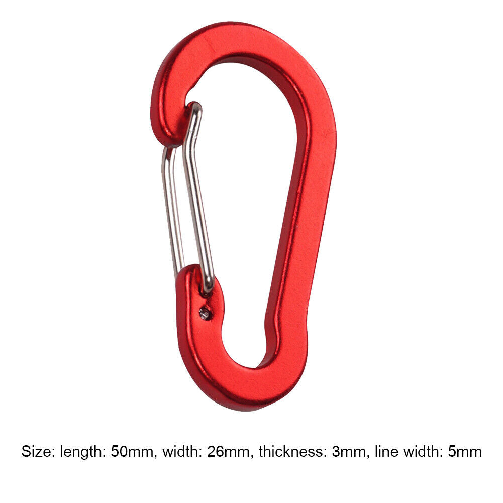 6x Aluminium Buckle Keychain Climbing Carabiner Outdoor Hiking Hook (Red)
