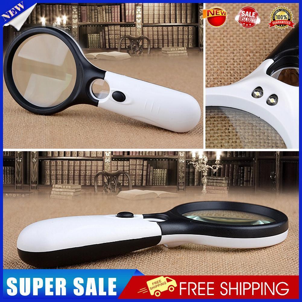 3 LED Light 45X Handheld Reading Magnifying Glass Lens Jewelry Watch Loupe