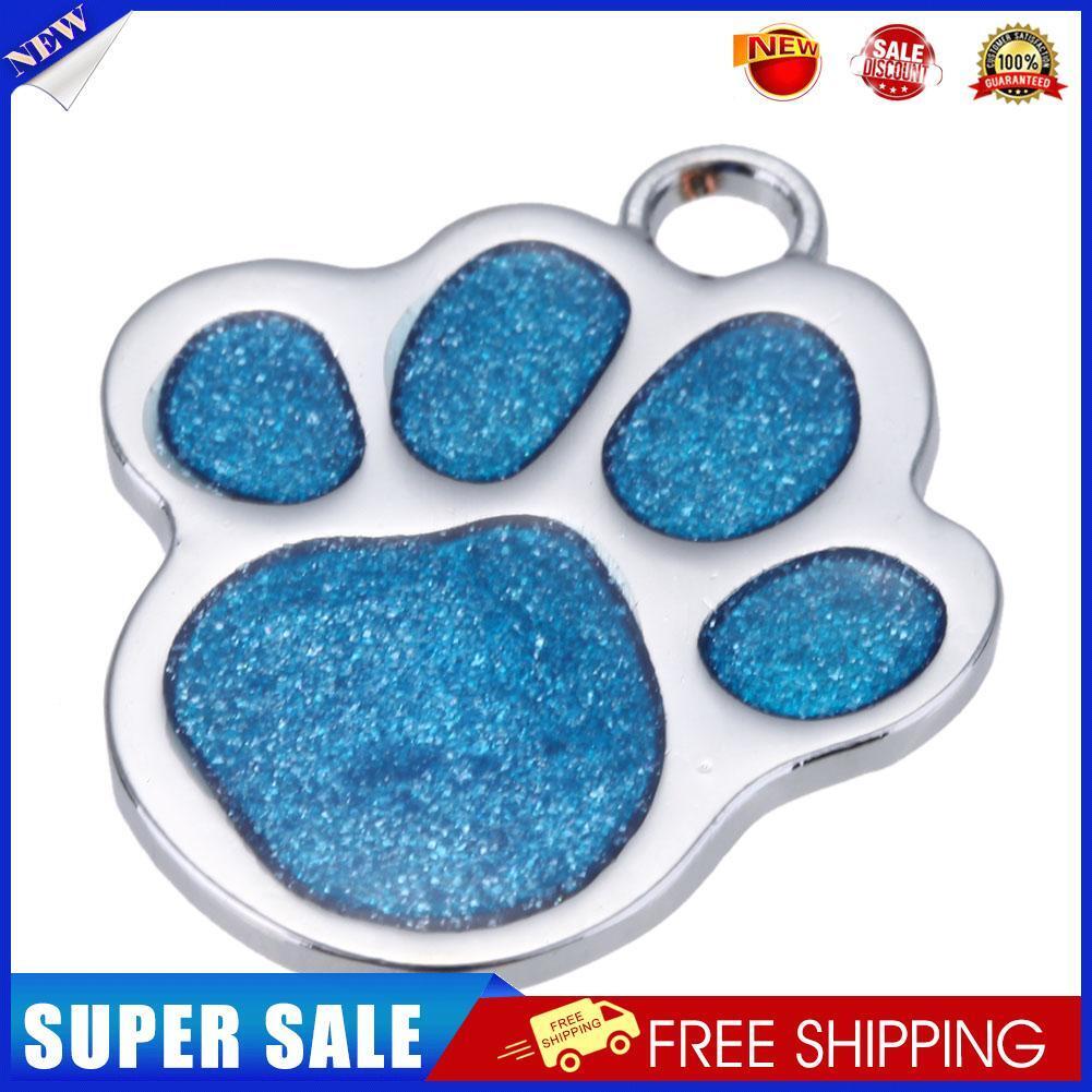 Stainless Steel Glitter Custom Pet Dog Tag Engraved Feet Card(Blue)