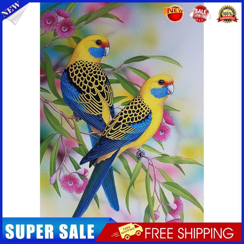 DIY Blue Rose Birds Animal 5D Mosaic Full Drill Round Diamond Painting Kit