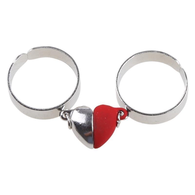 2 Pcs Hip-hop Punk Ins Nightclub Style Sweet and Cool Heart-to-heart Open Ring