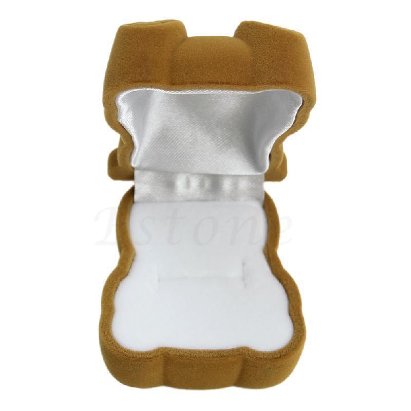 Velvet Ring Earring Jewelry Display Bear Storage Box Gift Case Holder Organizer