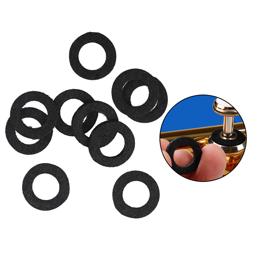 Set of 10 Pieces trumpet  type valve  Felt Washers Black