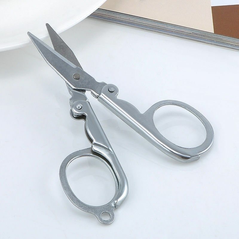 Handy Pair of Folding Scissors Stainles Steel Travel Pocket Foldable Multi User