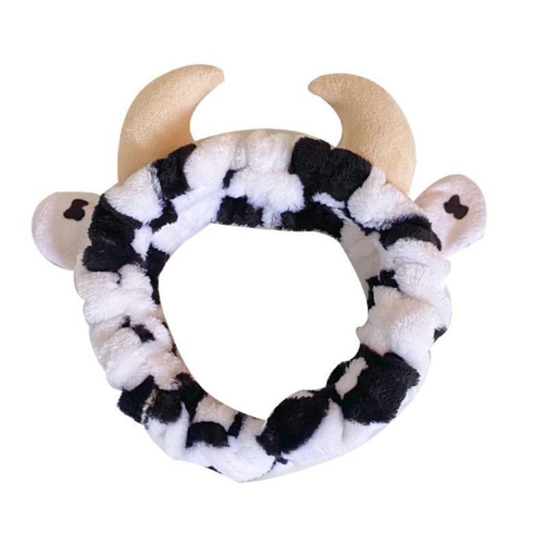 Women Cute Cow Horn Bow Shape Headband Wash Face Hair Holder Makeup Hairband