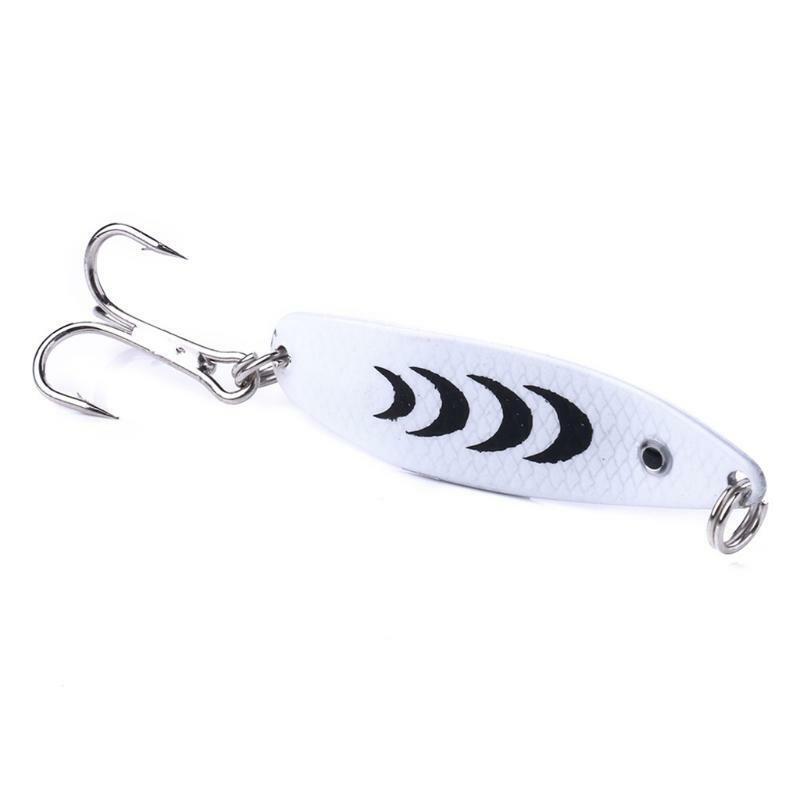 5pcs Colorful Hard Spoon Spinner Fishing Lures Metal Treble Hooks Baits 5cm 7g