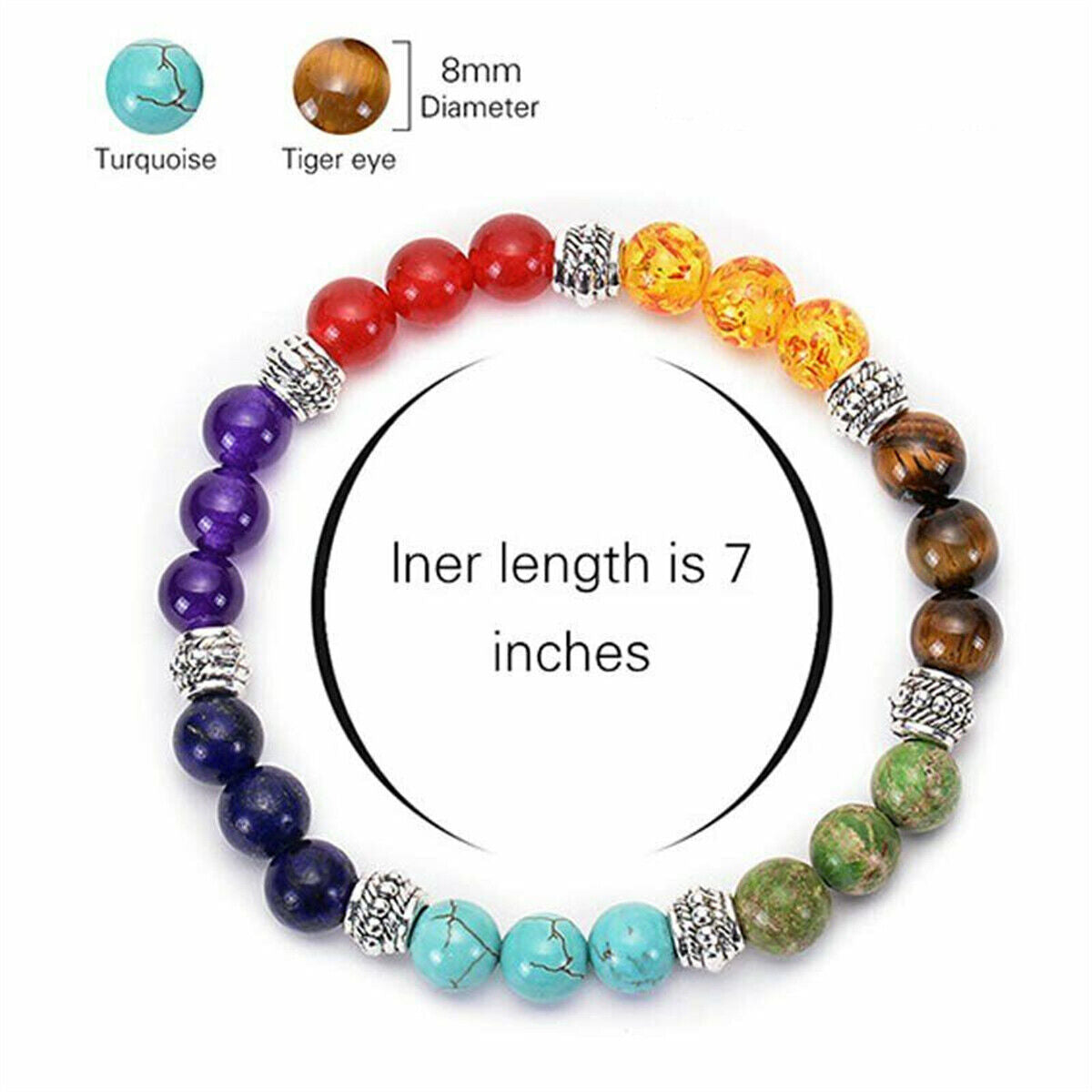 7 Chakra Healing Beaded Bracelet Natural Lava Yoga Reiki Stone Bracelet Jewelry