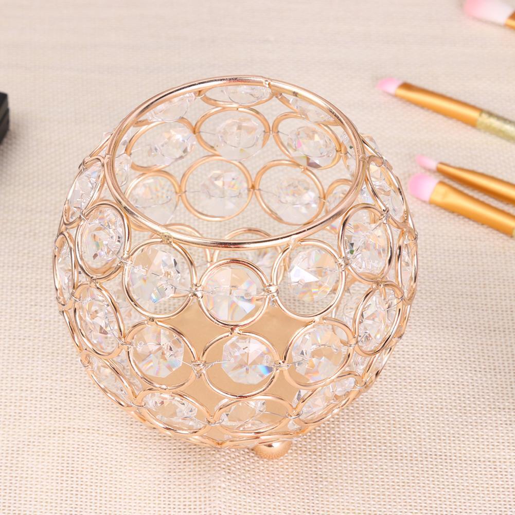 European Style Round Crystal Makeup Brush Storage Box Jewelry Organizer