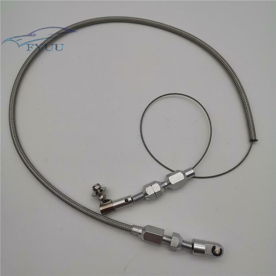For Ford Chevy New Throttle Pedal Cable Stainless Steel Braided Aluminum Ends