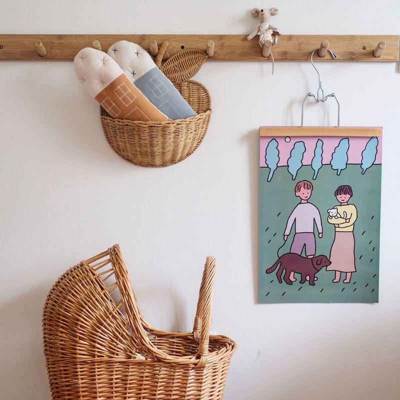 Hanging Clothing Home Decor Cute Hand Woven Fruit Shape Rattan Basket Organizer