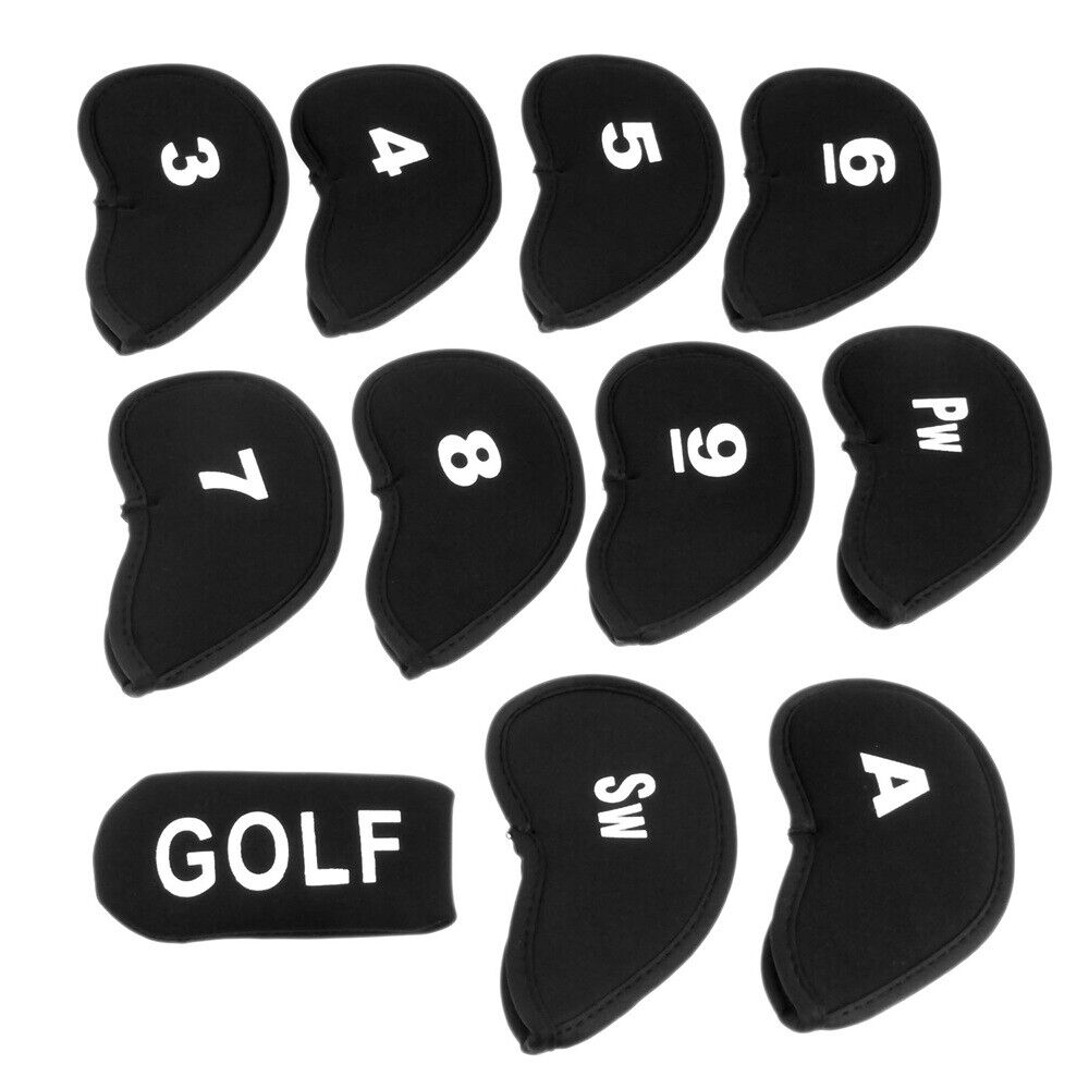 PRO Black Golf Head Covers Golf Iron Protector Case Cover With Numbers 11pcs/Set