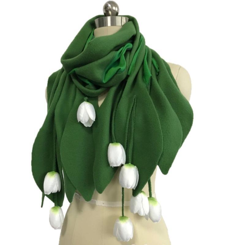 Winter Flower Scarf Soft Warmer Long Shawl for Driving Running Cycling Hiking