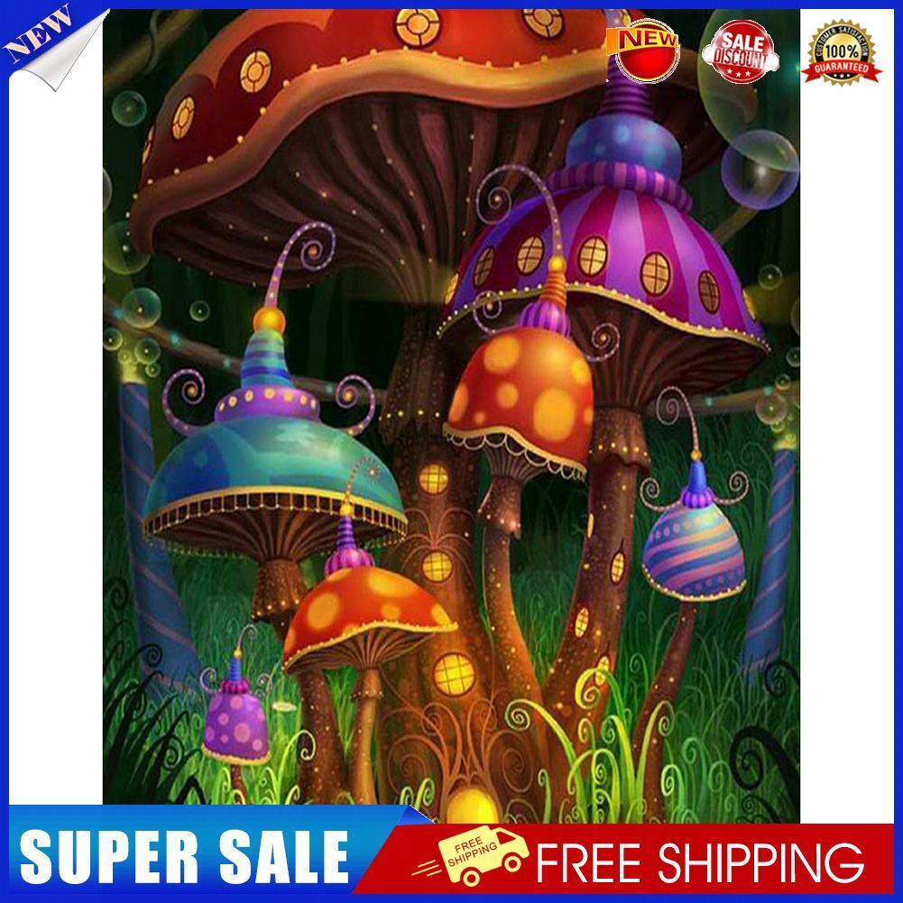 Diamond Painting Mushroom House Full Square Rhinestone Picture Home Decor