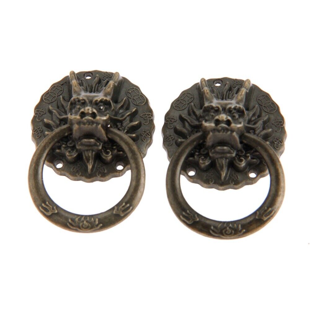Elegant Drawer Cabinet Knob Ring Dragon Head Furniture Cupboard Door Pull Handle