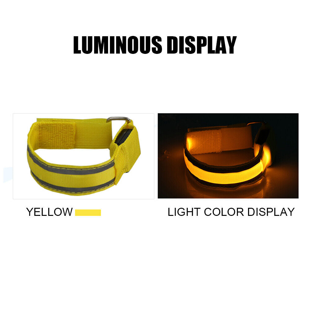 LED Reflective Light Armband Safety Belt Night Running Wristbands (Yellow)