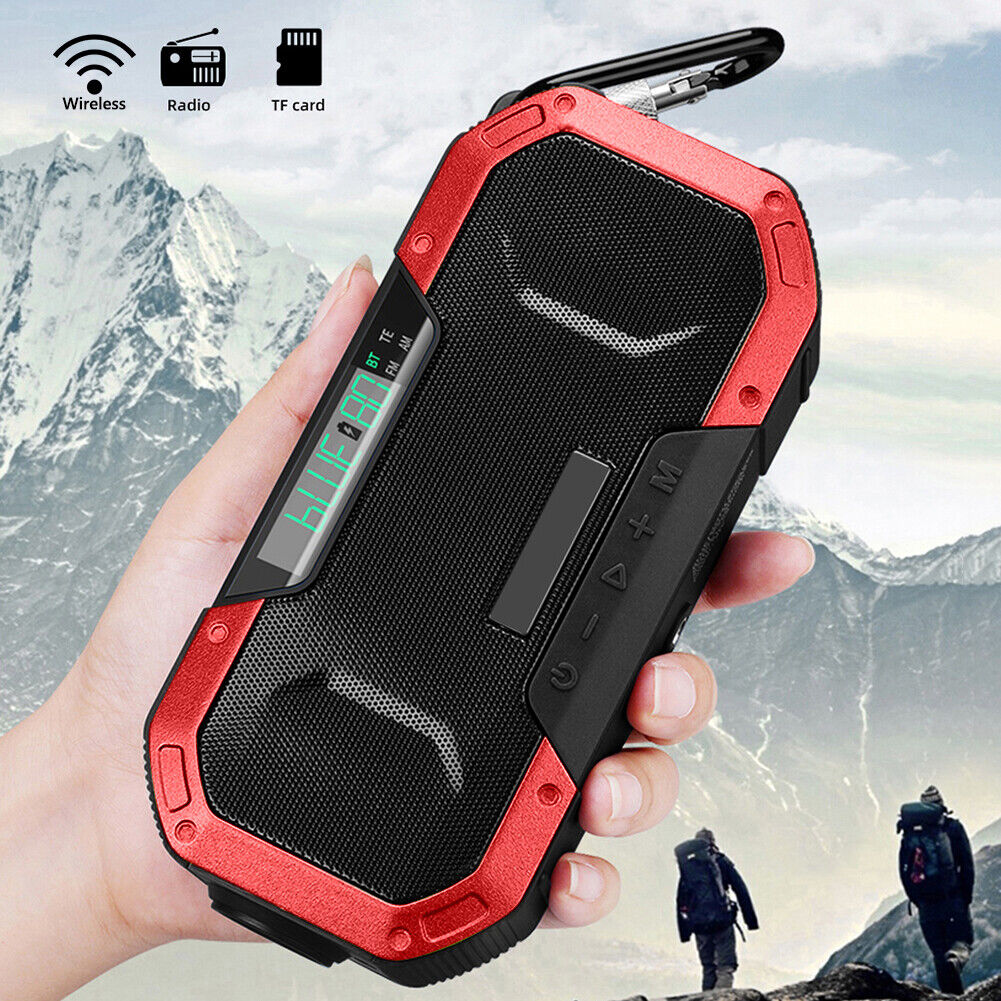 Multifunctional Portable Speaker Hand Crank Solar Radio AM/FM (Red)