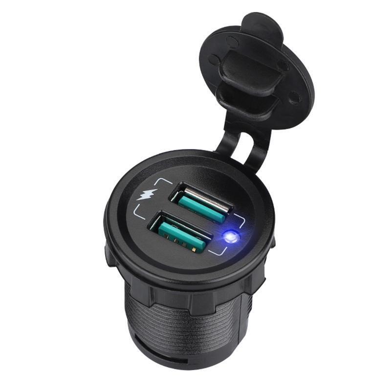 12V-24V 22.5W QC 3.0 Dual USB Charger Fast Charging Port Phone Charging Socket