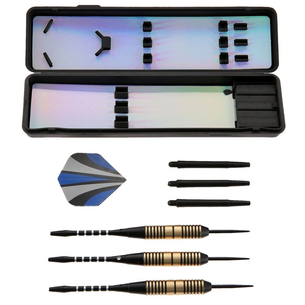 3pcs/Box Professional Brass Barrel Darts Set Blue Flights Indoor Sport Games 26g