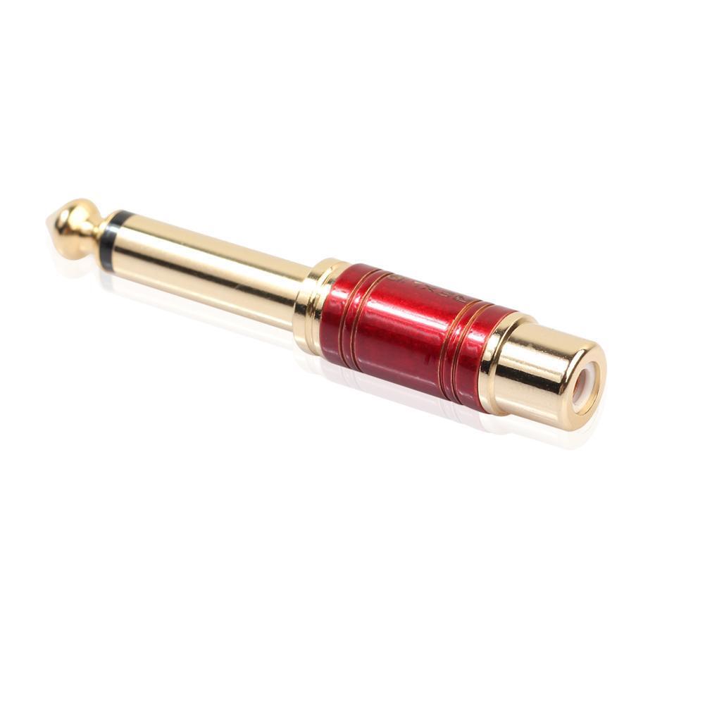 REXUS 6.35mm Male Mono Plug to RCA Female Audio Adapter Converter(Red)