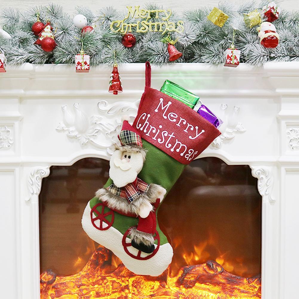 Christmas Stocking Xmas Tree ?Decorative Sock Candy Bag Gift Pouch (Green)