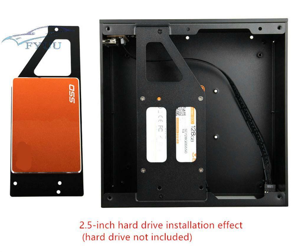 Black Aluminum AC-DC HTPC Computer Box Desktop PC Enclosure For MINI-ITX(17x17)