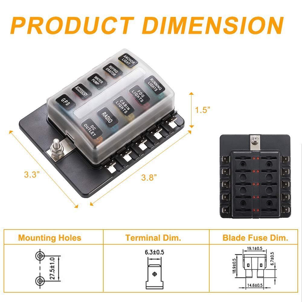 Bus for Truck Car Accessory Blade Fuse Holder Block Fuse Box Plastic Cover