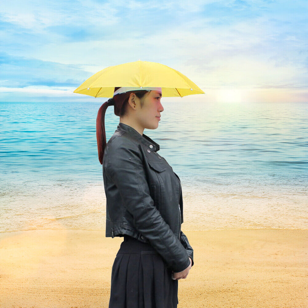 Fishing Umbrella Hat Foldable Outdoor Sun Shade Waterproof Cap (Yellow)
