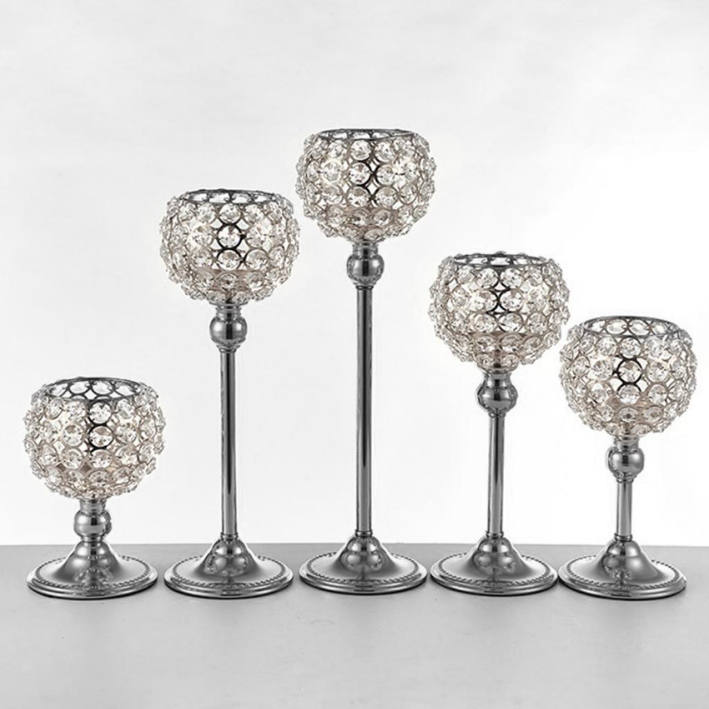5x European Crystal Candle Holder Candlesticks Centerpiece Banquet Decor