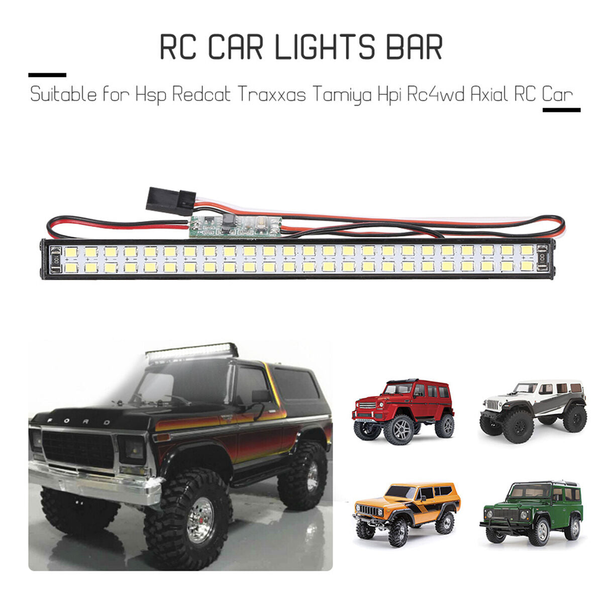 RC Car Roof Lamp 48 LED Light Bar for 1/10 Hsp Redcat Traxxas Rc4wd Axial