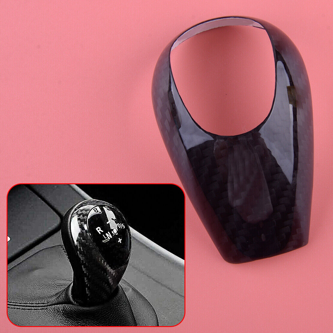 Carbon Fiber Gear Shift Knob Head Cover fit for BMW M3 M5 M6 E63 E60 E92 Acc